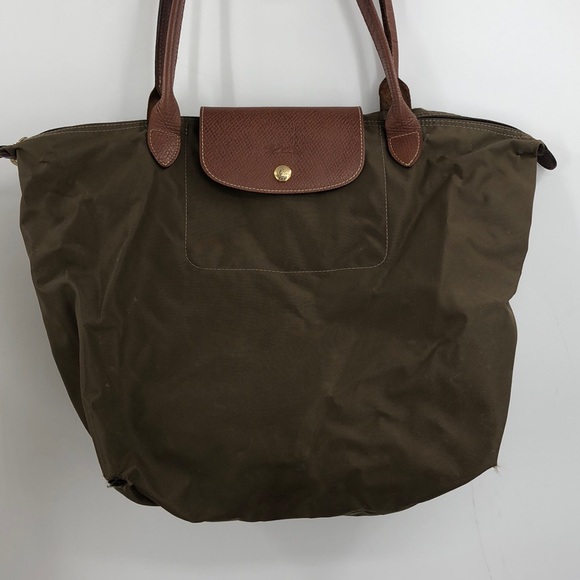 Longchamp Le Pliage Medium Nylon Tote Bag Purse Green - Picture 1 of 7